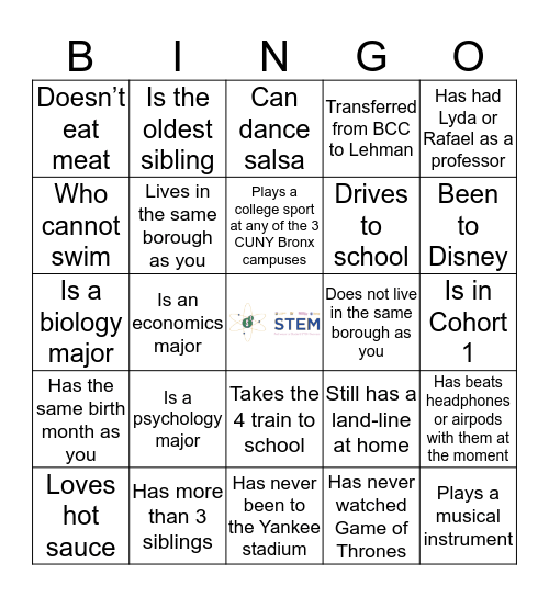 Find Someone who Bingo Card
