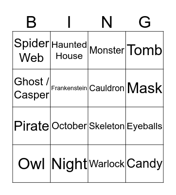 Halloween Bingo Card