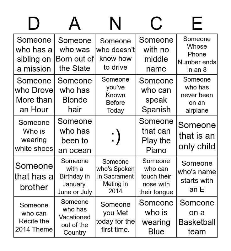 HAPPY DANCE Bingo Card