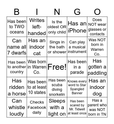 Get-to-Know-You Bingo Card