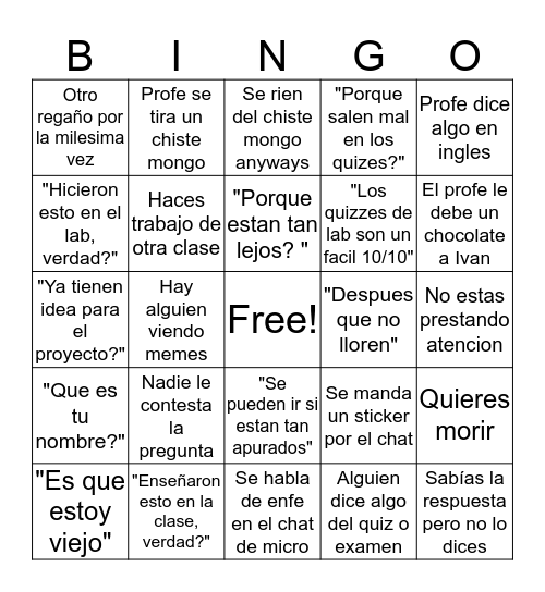 Micro, RUM edition Bingo Card