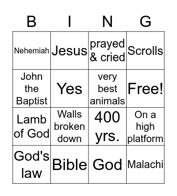 Bible Bingo Y.2 Q4 Bingo Card