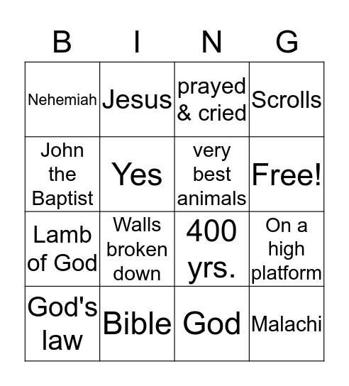 Bible Bingo Y.2 Q4 Bingo Card