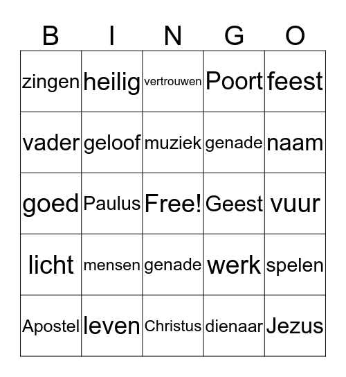 Tienerkerk  Bingo Card