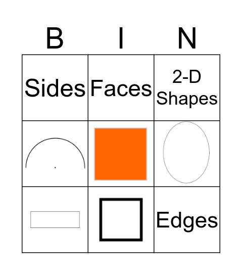 2-D Shapes Bingo Card