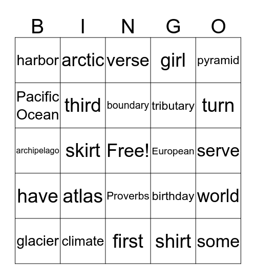 Bingo Week 10 Bingo Card