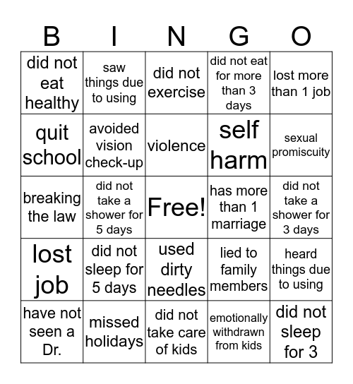 Taking Care of Yourself Bingo Card