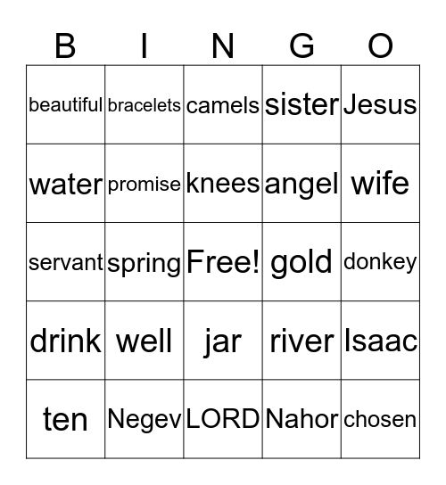 Genesis 24 Bingo Card