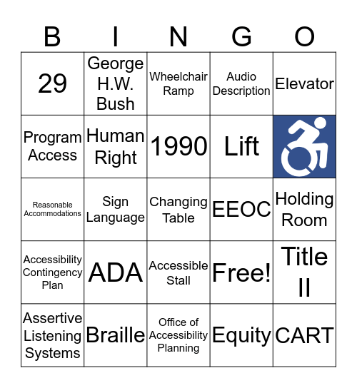ADA Bingo Card