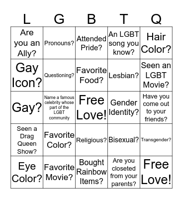 GSA Bingo Card
