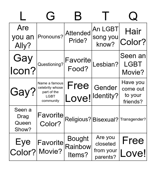 GSA Bingo Card