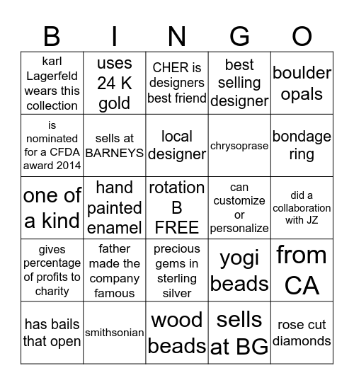 ROTATION B BINGO Card
