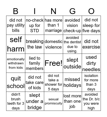 Taking Care of Yourself  Bingo Card
