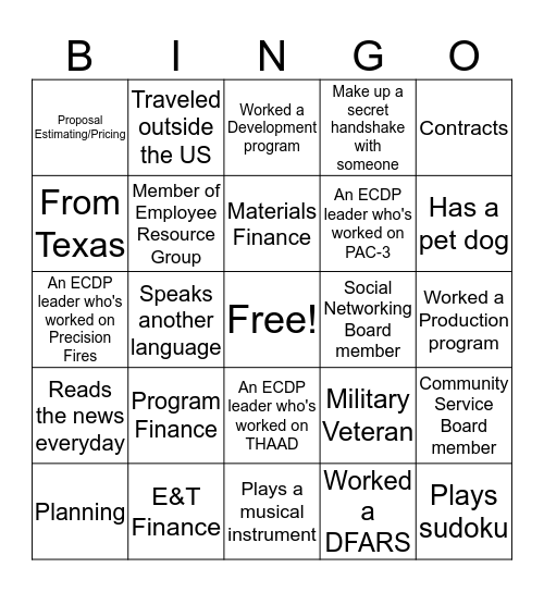 Human Bingo Card