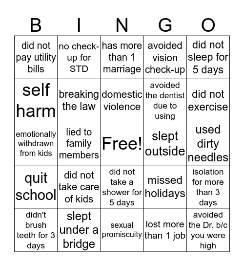 Taking Care of Yourself Bingo Card