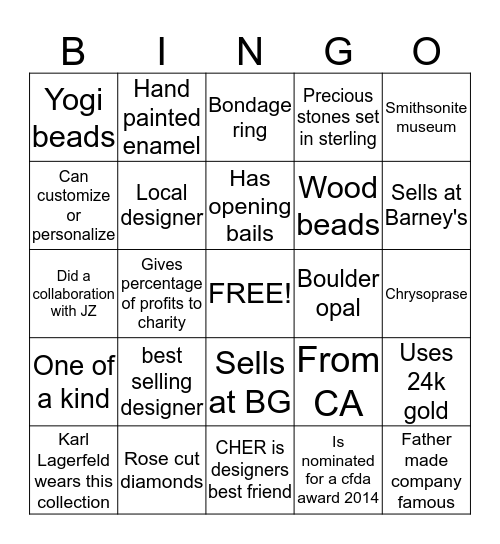 ROTATION B BINGO Card