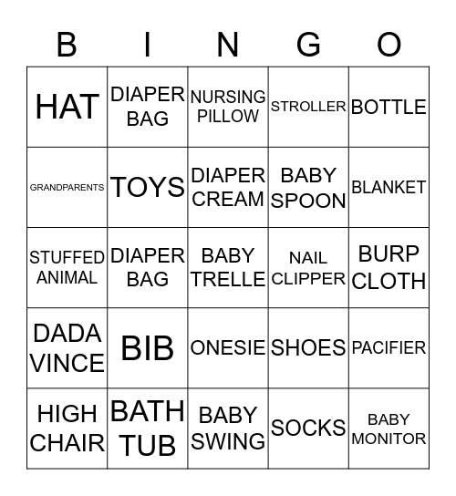 BABY TRELLE  Bingo Card
