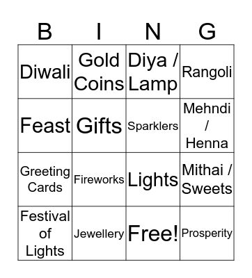 Happy Diwali Bingo Card