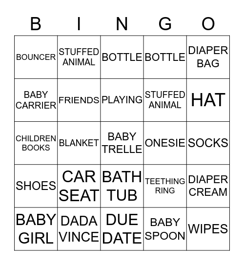 BABY TRELLE  Bingo Card