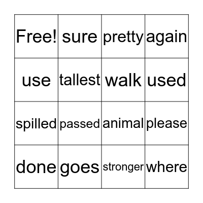 Trick Words Units 3-4 Bingo Card