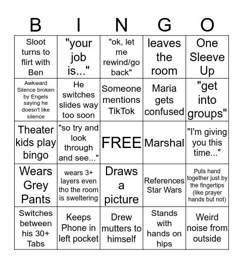 Bengels Bingo Card