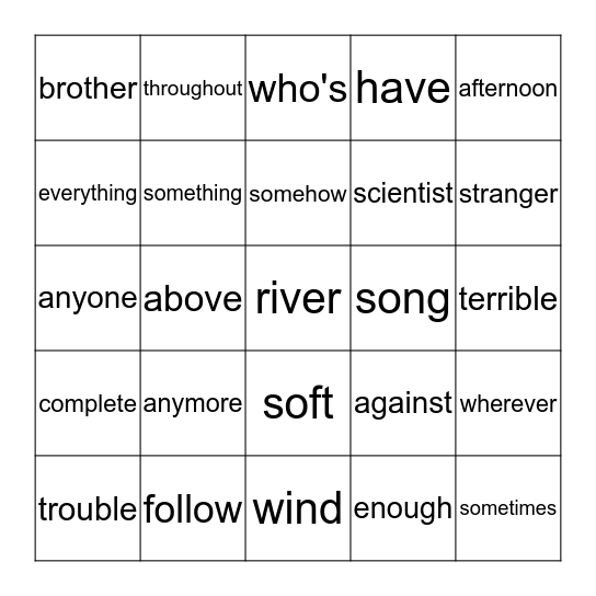 Second Grade Sight Words Weeks 28,29&30 Bingo Card