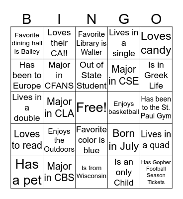 Open Door Night  Bingo Card