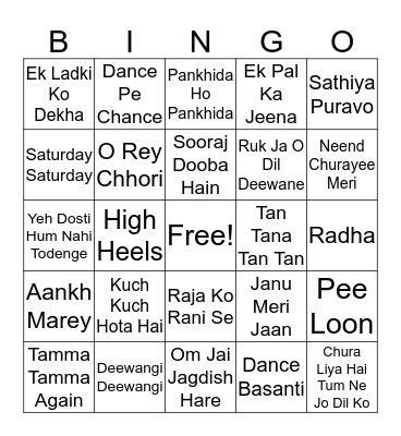 DIWALI MUSICAL BINGO Card