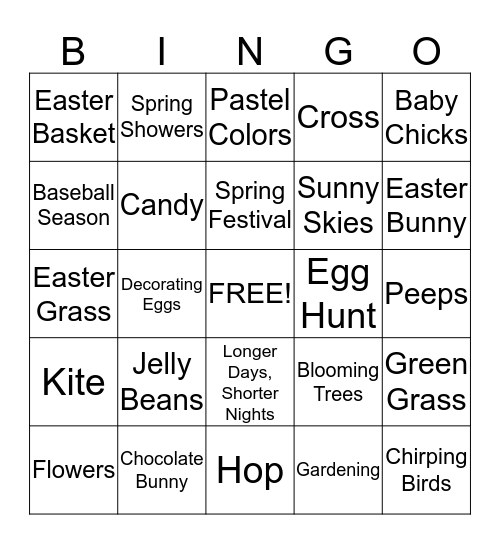New Homestead Spring Festival Bingo Card