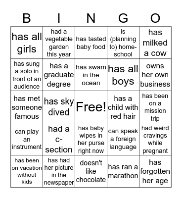 FIND SOMEONE WHO... Bingo Card