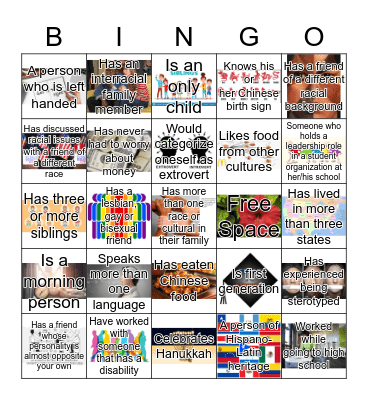 Chi Upsilon Sigma's Cultural Bingo  Bingo Card