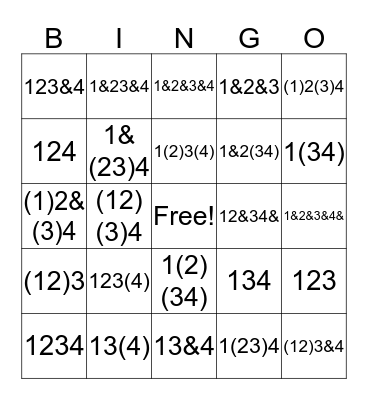 Rhythm Bingo #1 Bingo Card