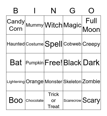 Halloween Bingo Card