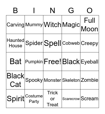Halloween Bingo Card