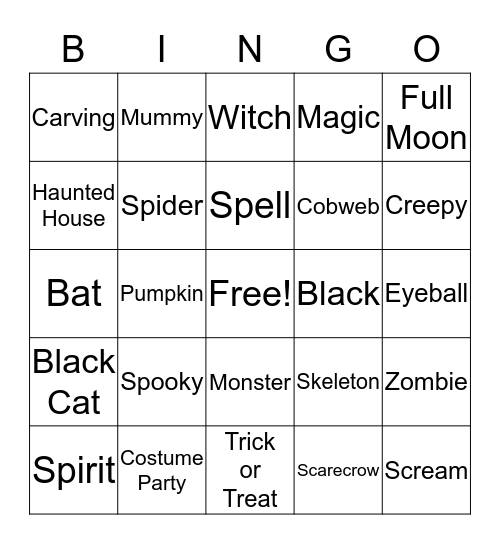 Halloween Bingo Card