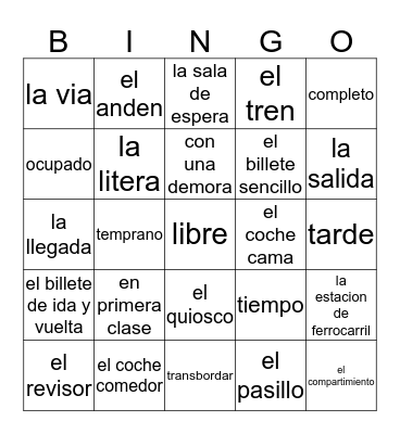 Espanol 1B Capi 13.1 y 13.2 Bingo Card