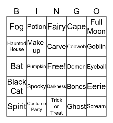 Halloween Bingo Card