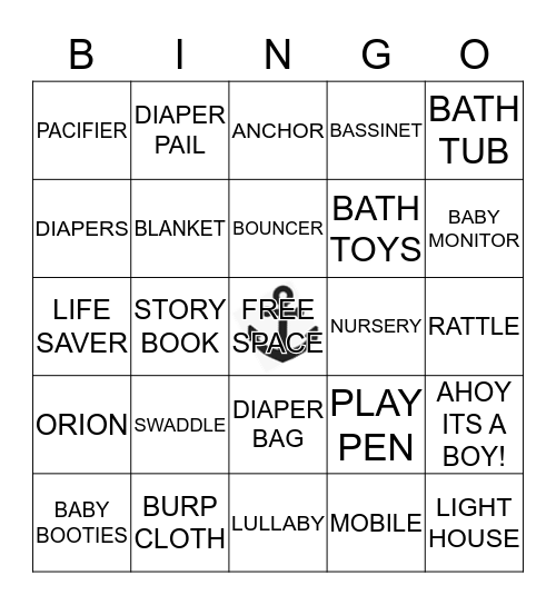 AHOY IT'S A BOY Bingo Card