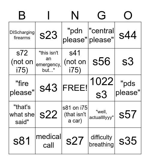 911 bingo Card