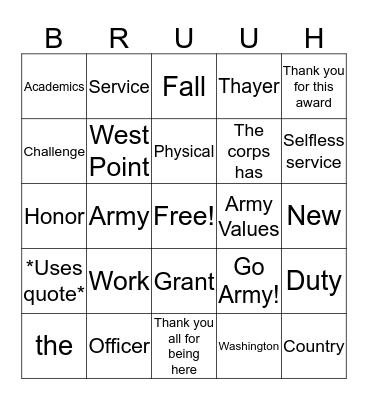 Table **F Nininger Dinner Bingo Card