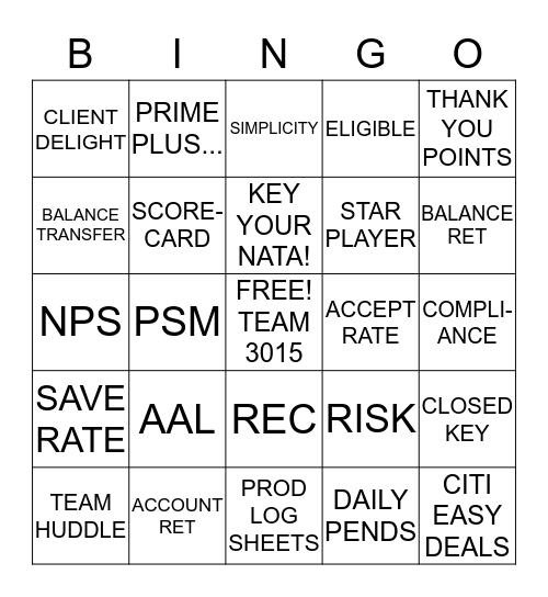 TEAM BRYAN Bingo Card