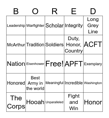 Nininger Dinner Bingo Card