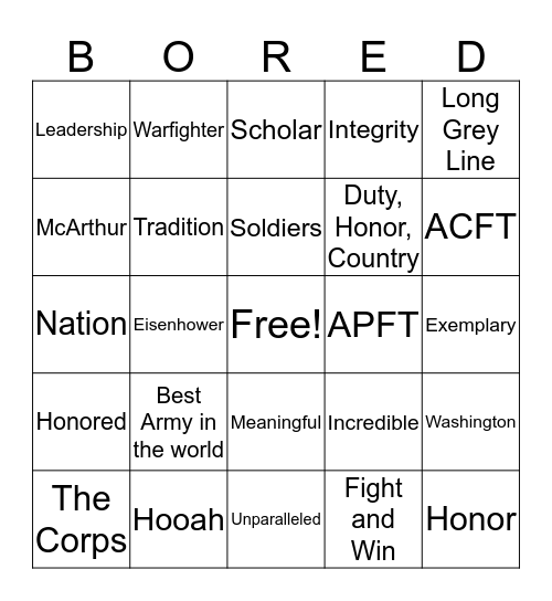 Nininger Dinner Bingo Card