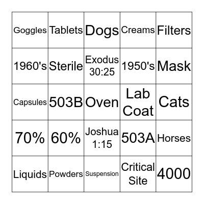 Compounding Bingo Card