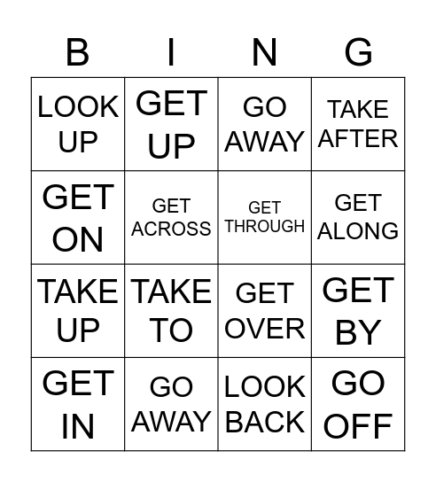 PHRASAL VERBS Bingo Card