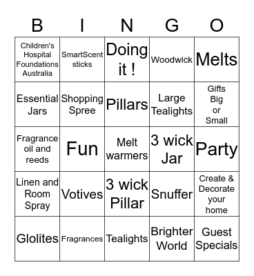 PartyLite  Bingo Card
