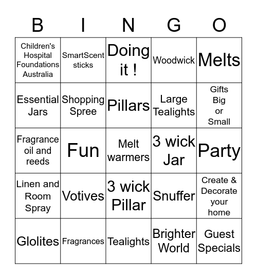 PartyLite  Bingo Card