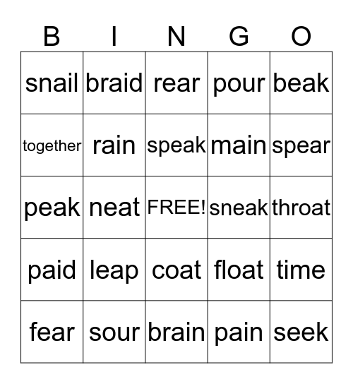 Site Word Bingo - Boal's Group Bingo Card