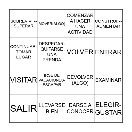 PHRASAL VERBS Bingo Card