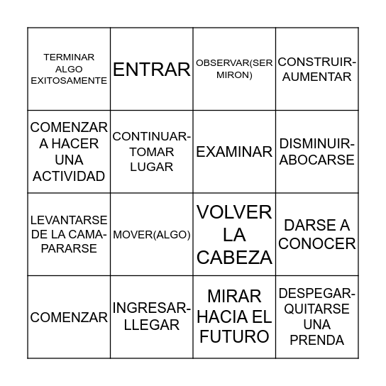 PHRASAL VERBS Bingo Card